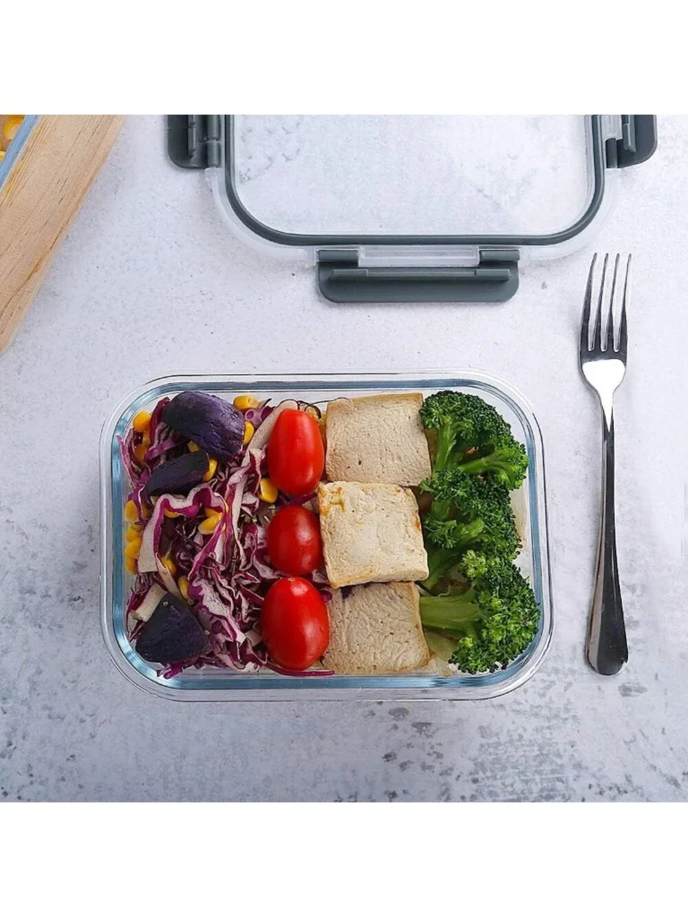 10 Pack Glass Food Storage Containers with Lids - Airtight, BPA-Free, Gray